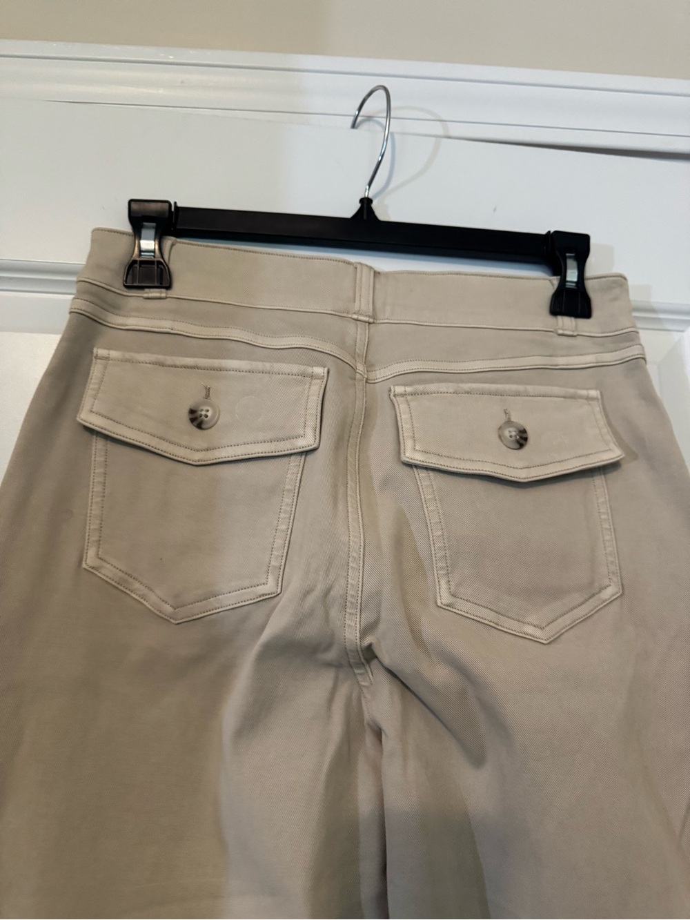SPANX Cropped Wide-Leg Stretch Cotton Twill Pants in Bone Size Medium - Picture 5 of 11